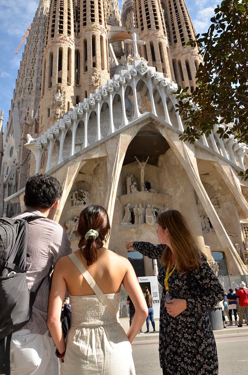 Sagrada Família interior with stained glass light